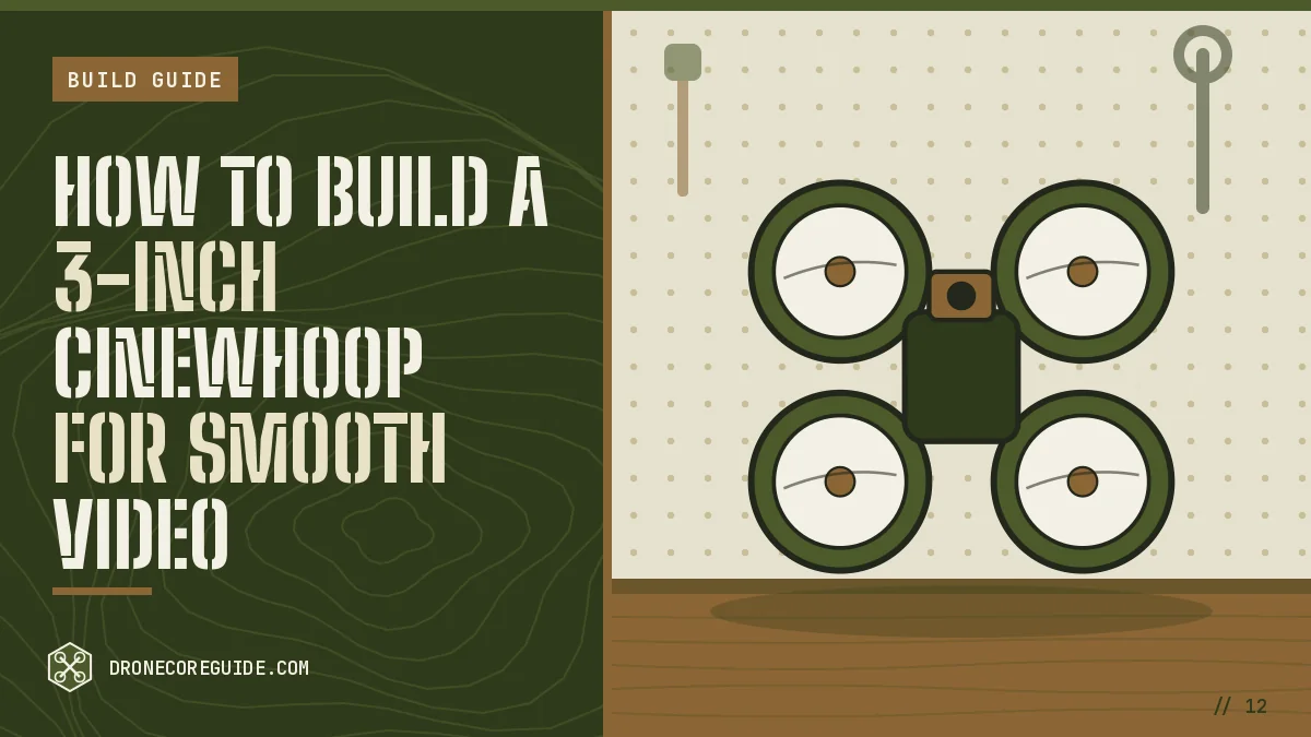 Cover illustration for How to Build a 3-Inch Cinewhoop for Smooth Video: a ducted tiny whoop drone on a workshop bench