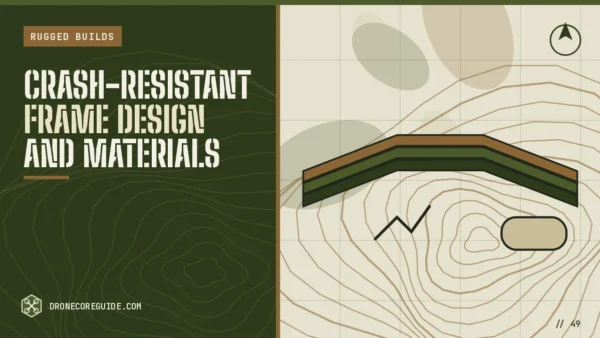 Cover illustration for Crash-Resistant Frame Design and Materials: layered carbon fiber frame plates on a topographic map