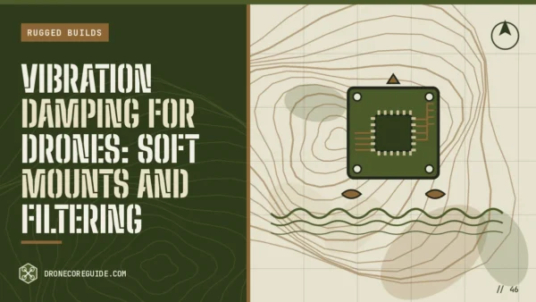 Cover illustration for Vibration Damping for Drones: Soft Mounts and Filtering: a soft-mounted board above vibration waves on a topographic map