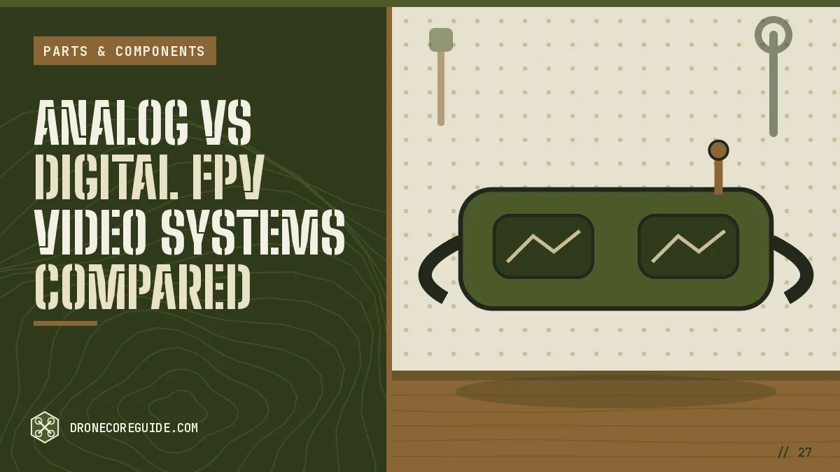 Cover illustration for Analog vs Digital FPV Video Systems Compared: FPV goggles on a workshop bench