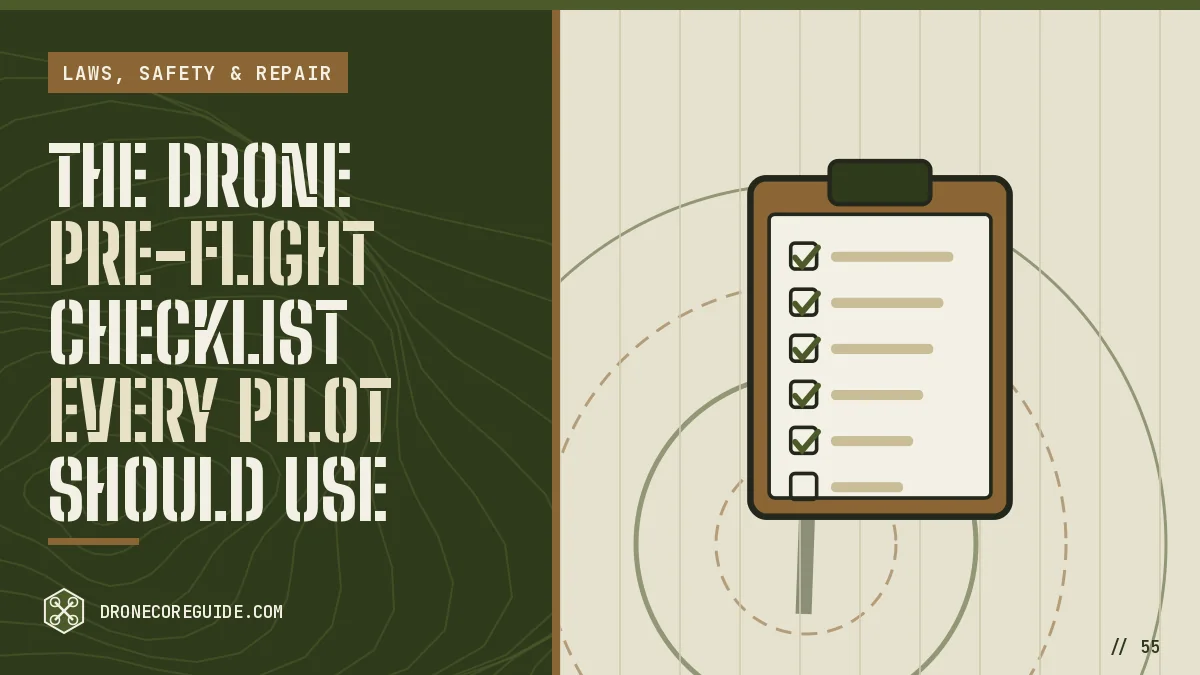 Cover illustration for The Drone Pre-Flight Checklist Every Pilot Should Use: a checklist on a clipboard over an airspace chart